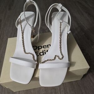 Open Edit White Strappy Heels
